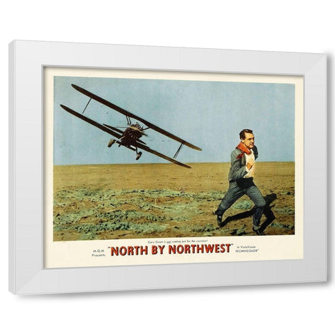 North by Northwest - Lobby Card White Modern Wood Framed Art Print by Hollywood Photo Archive