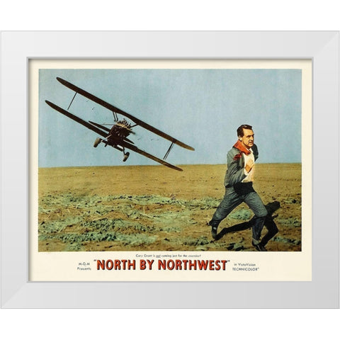 North by Northwest - Lobby Card White Modern Wood Framed Art Print by Hollywood Photo Archive
