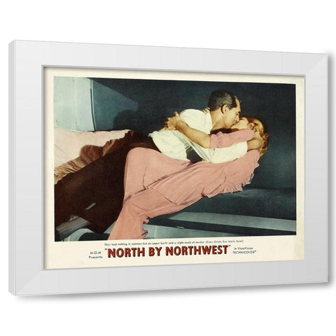 North by Northwest - Lobby Card White Modern Wood Framed Art Print by Hollywood Photo Archive