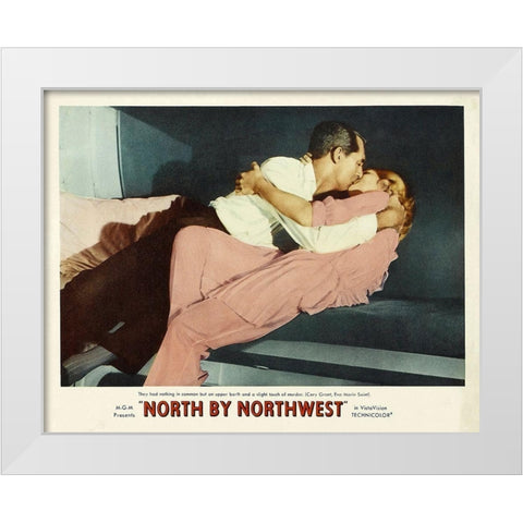 North by Northwest - Lobby Card White Modern Wood Framed Art Print by Hollywood Photo Archive