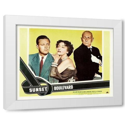 Sunset Boulevard - Lobby Card White Modern Wood Framed Art Print by Hollywood Photo Archive