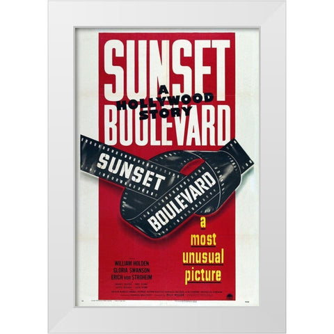 Sunset Boulevard White Modern Wood Framed Art Print by Hollywood Photo Archive