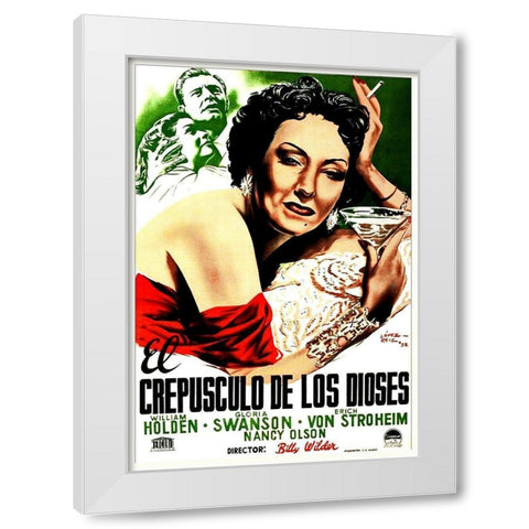 Spanish - Sunset Boulevard - Poster White Modern Wood Framed Art Print by Hollywood Photo Archive