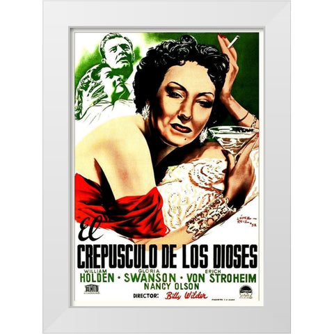 Spanish - Sunset Boulevard - Poster White Modern Wood Framed Art Print by Hollywood Photo Archive