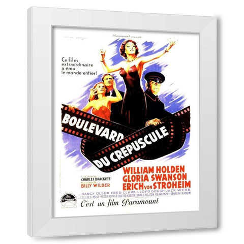 Sunset Boulevard - Poster White Modern Wood Framed Art Print by Hollywood Photo Archive
