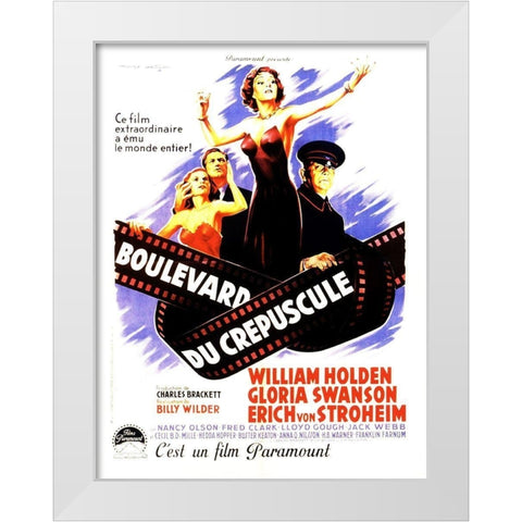 Sunset Boulevard - Poster White Modern Wood Framed Art Print by Hollywood Photo Archive