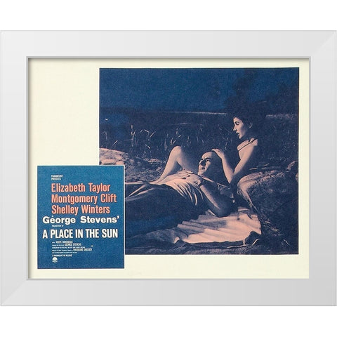 Elizabeth Taylor - A Place in the Sun - Lobby Card White Modern Wood Framed Art Print by Hollywood Photo Archive