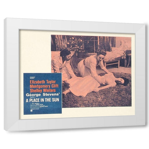 Elizabeth Taylor - A Place in the Sun - Lobby Card White Modern Wood Framed Art Print by Hollywood Photo Archive