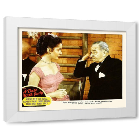 Elizabeth Taylor - A Date with Judy - Lobby Card White Modern Wood Framed Art Print by Hollywood Photo Archive
