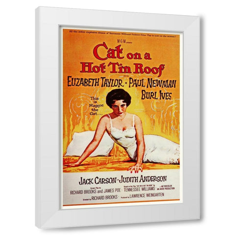 Elizabeth Taylor - Cat on a Hot Tin Roof White Modern Wood Framed Art Print by Hollywood Photo Archive