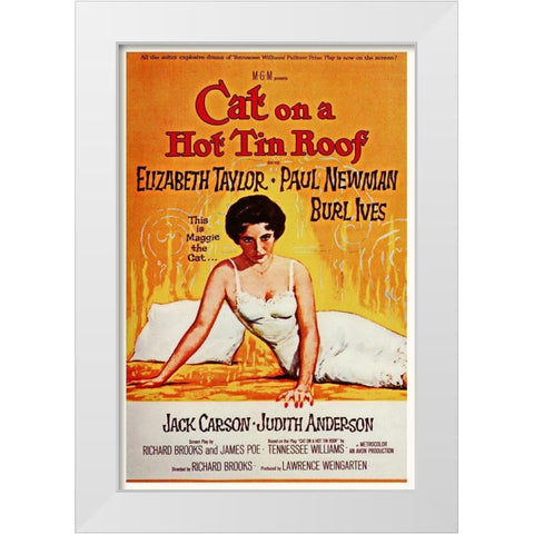 Elizabeth Taylor - Cat on a Hot Tin Roof White Modern Wood Framed Art Print by Hollywood Photo Archive