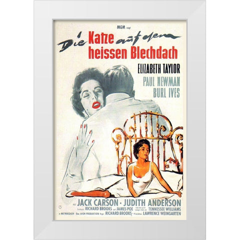 German - Cat on a Hot Tin Roof White Modern Wood Framed Art Print by Hollywood Photo Archive