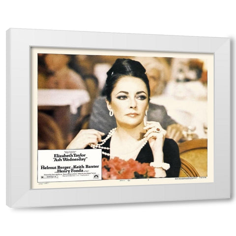 Elizabeth Taylor - Ash Wednesday - Lobby Card White Modern Wood Framed Art Print by Hollywood Photo Archive