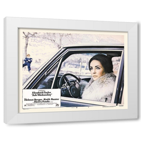 Elizabeth Taylor - Ash Wednesday - Lobby Card White Modern Wood Framed Art Print by Hollywood Photo Archive