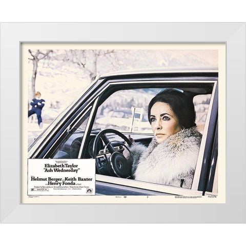 Elizabeth Taylor - Ash Wednesday - Lobby Card White Modern Wood Framed Art Print by Hollywood Photo Archive