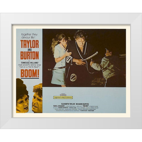 Elizabeth Taylor - Boom! - Lobby Card White Modern Wood Framed Art Print by Hollywood Photo Archive