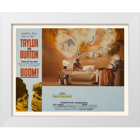 Elizabeth Taylor - Boom! - Lobby Card White Modern Wood Framed Art Print by Hollywood Photo Archive