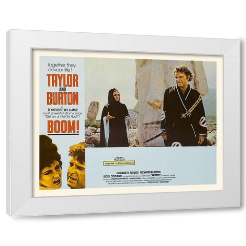 Elizabeth Taylor - Boom! - Lobby Card White Modern Wood Framed Art Print by Hollywood Photo Archive