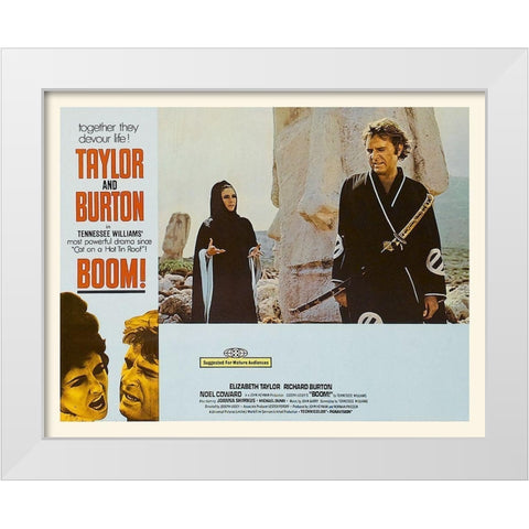 Elizabeth Taylor - Boom! - Lobby Card White Modern Wood Framed Art Print by Hollywood Photo Archive