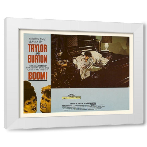 Elizabeth Taylor - Boom! - Lobby Card White Modern Wood Framed Art Print by Hollywood Photo Archive
