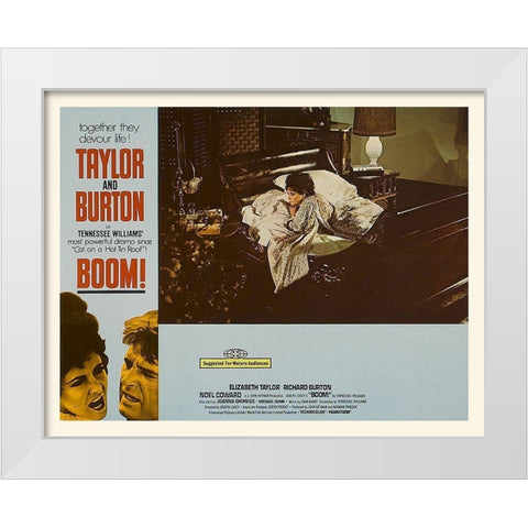 Elizabeth Taylor - Boom! - Lobby Card White Modern Wood Framed Art Print by Hollywood Photo Archive