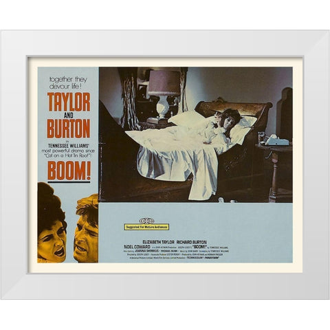 Elizabeth Taylor - Boom! - Lobby Card White Modern Wood Framed Art Print by Hollywood Photo Archive