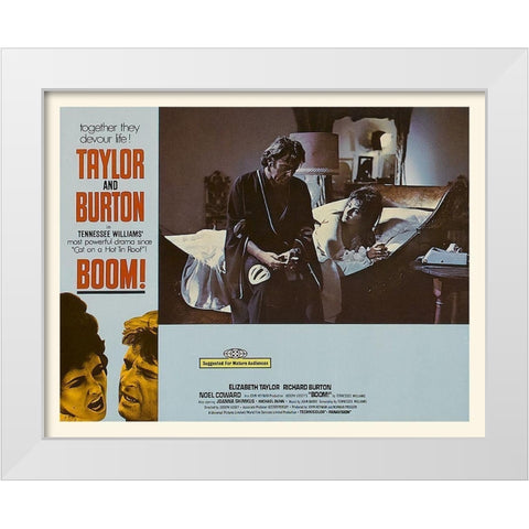Elizabeth Taylor - Boom! - Lobby Card White Modern Wood Framed Art Print by Hollywood Photo Archive