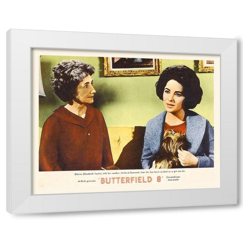 Elizabeth Taylor - Butterfield 8 - Lobby Card White Modern Wood Framed Art Print by Hollywood Photo Archive