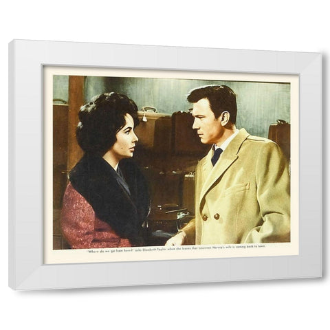 Elizabeth Taylor - Butterfield 8 - Lobby Card White Modern Wood Framed Art Print by Hollywood Photo Archive