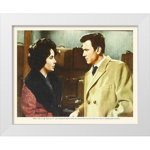 Elizabeth Taylor - Butterfield 8 - Lobby Card White Modern Wood Framed Art Print by Hollywood Photo Archive