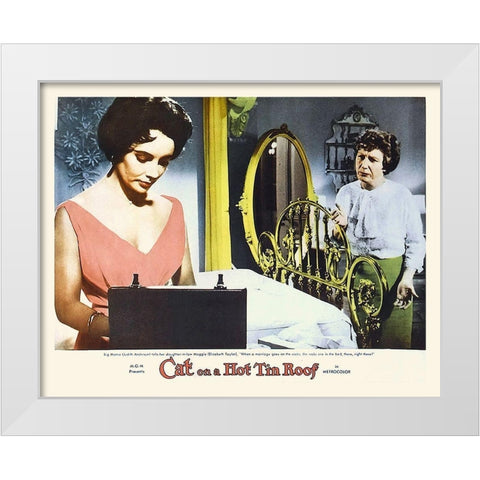 Elizabeth Taylor - Cat on a Hot Tin Roof - Lobby Card White Modern Wood Framed Art Print by Hollywood Photo Archive