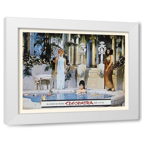 Elizabeth Taylor - Cleopatra - Lobby Card White Modern Wood Framed Art Print by Hollywood Photo Archive