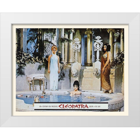Elizabeth Taylor - Cleopatra - Lobby Card White Modern Wood Framed Art Print by Hollywood Photo Archive
