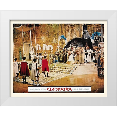 Elizabeth Taylor - Cleopatra - Lobby Card White Modern Wood Framed Art Print by Hollywood Photo Archive