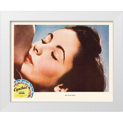Elizabeth Taylor - Cynthia - Lobby Card White Modern Wood Framed Art Print by Hollywood Photo Archive
