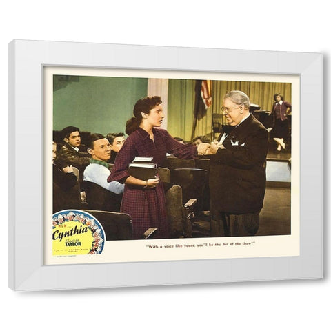 Elizabeth Taylor - Cynthia - Lobby Card White Modern Wood Framed Art Print by Hollywood Photo Archive