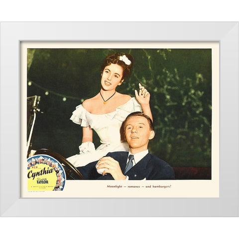 Elizabeth Taylor - Cynthia - Lobby Card White Modern Wood Framed Art Print by Hollywood Photo Archive