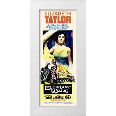 Elizabeth Taylor - Elephant Walk - Poster White Modern Wood Framed Art Print by Hollywood Photo Archive