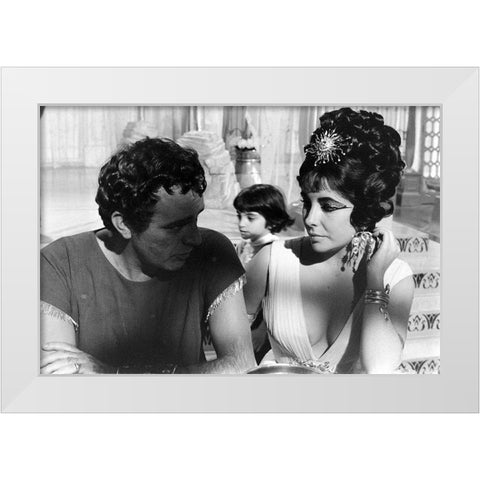 Elizabeth Taylor - Cleopatra White Modern Wood Framed Art Print by Hollywood Photo Archive