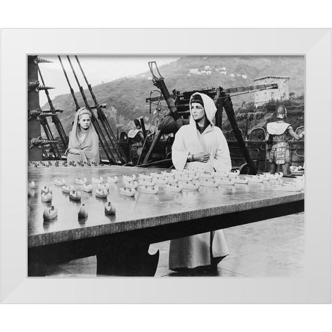 Elizabeth Taylor - Cleopatra White Modern Wood Framed Art Print by Hollywood Photo Archive