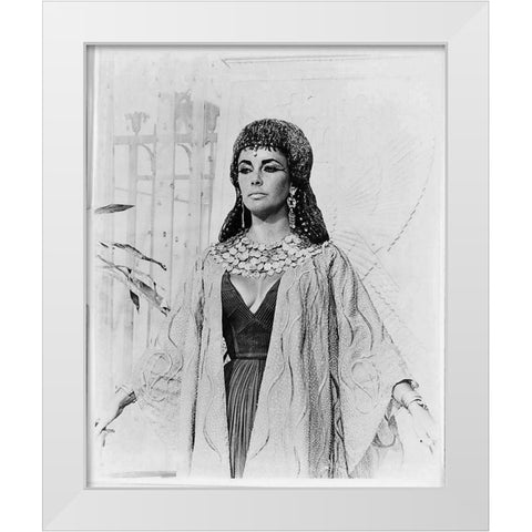 Elizabeth Taylor - Cleopatra White Modern Wood Framed Art Print by Hollywood Photo Archive