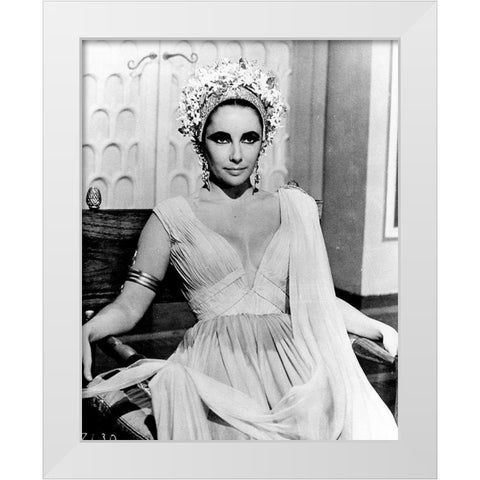 Elizabeth Taylor - Cleopatra White Modern Wood Framed Art Print by Hollywood Photo Archive