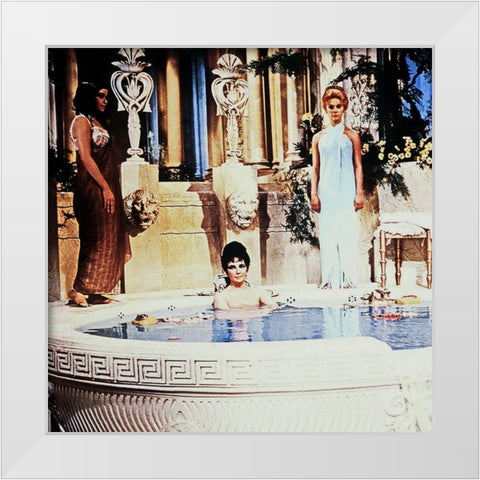 Elizabeth Taylor - Cleopatra White Modern Wood Framed Art Print by Hollywood Photo Archive
