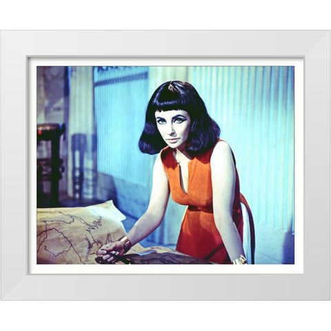 Elizabeth Taylor - Cleopatra White Modern Wood Framed Art Print by Hollywood Photo Archive