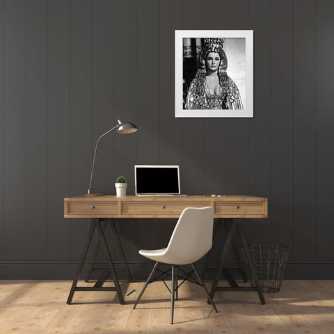 Elizabeth Taylor - Cleopatra White Modern Wood Framed Art Print by Hollywood Photo Archive