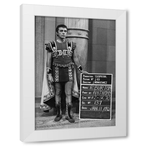 Wardrobe Test - Cleopatra - Richard Burton White Modern Wood Framed Art Print by Hollywood Photo Archive