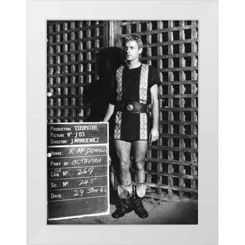 Wardrobe Test - Cleopatra - Roddy McDowall White Modern Wood Framed Art Print by Hollywood Photo Archive