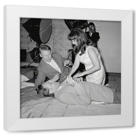 Elizabeth Taylor and Friends Behind the Scenes White Modern Wood Framed Art Print by Hollywood Photo Archive