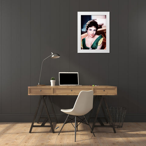 Elizabeth Taylor White Modern Wood Framed Art Print by Hollywood Photo Archive