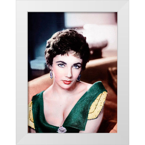 Elizabeth Taylor White Modern Wood Framed Art Print by Hollywood Photo Archive